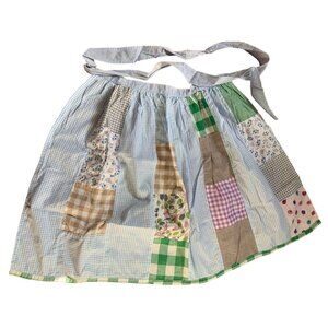 Handmade Blue Patchwork Waist Apron Vintage